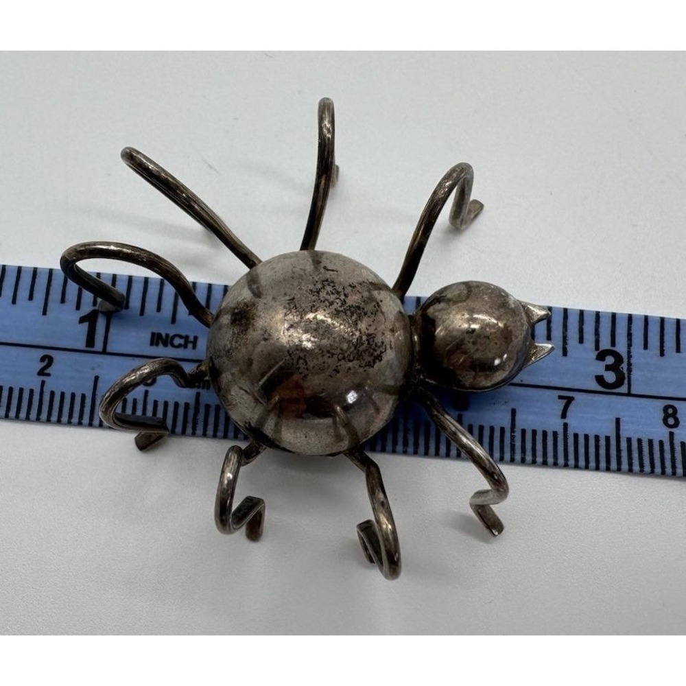 Vintage Sterling Silver Spider Brooch 925 Taxco Style Insect Pin Gothic Jewelry - Picture 6 of 7